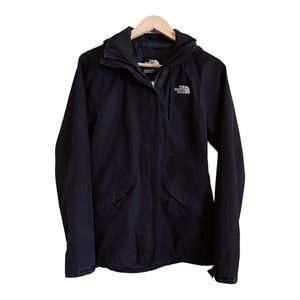 The North Face waterproof jacket with removable hood in black women’s size small